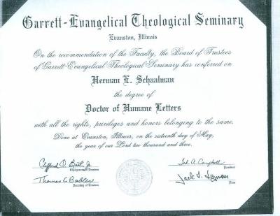 Honorary doctorates bestowed upon Rabbi Herman Schaalman