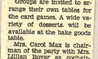 Northern Hills Synagogue (Beth El) Sponsors Card Party and Bake Sale 1962 (Cincinnati, OH)