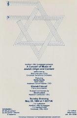 Northern Hills Synagogue (B’nai Avraham) Presents a Concert of Music of Jewish Origin and Content 1984 (Cincinnati, OH)