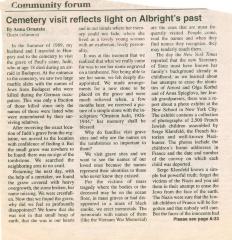 "Cemetery visits reflects light on Albright's past" - article published in The American Israelite