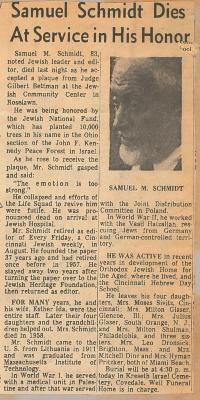 Samuel Schmidt Passes Away at Service in His Honor 