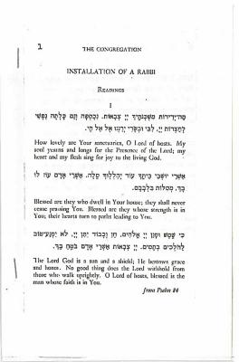 Program for the Installation Services of Rabbi Ephraim Rubinger of Congregation B’Nai Avraham 1972 (Cincinnati, OH) 