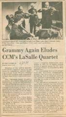 "Grammy Again Eludes CCM's LaSalle Quartet" - newspaper clipping