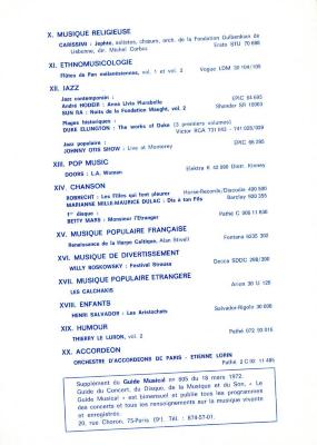 "Grand Prix International du Disque 1972" - invitation and program